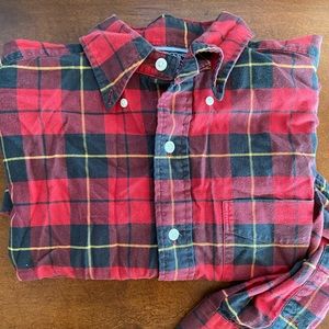 90’s red plaid shirt, men’s small, women’s large